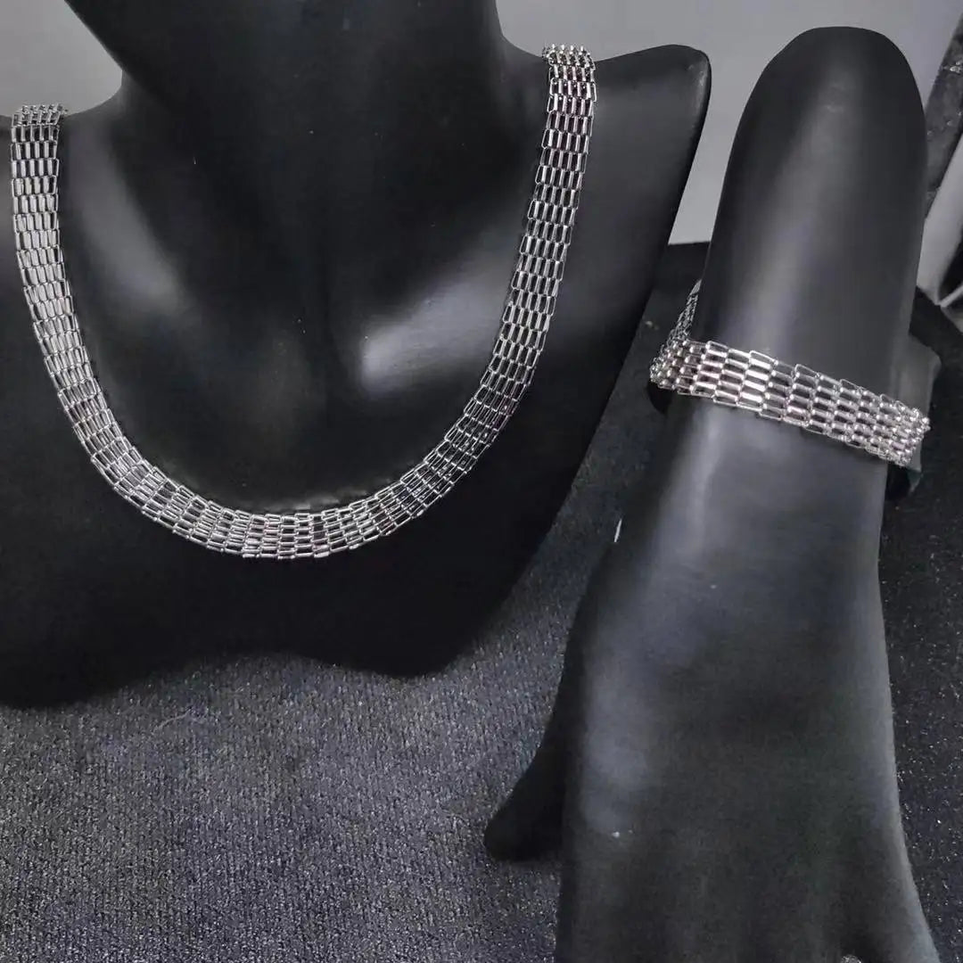 6mm8mm10mm Stainless Steel Mesh Necklaces Bracelets Set Jewelry For Men Women Hiphop Statement  USENSET