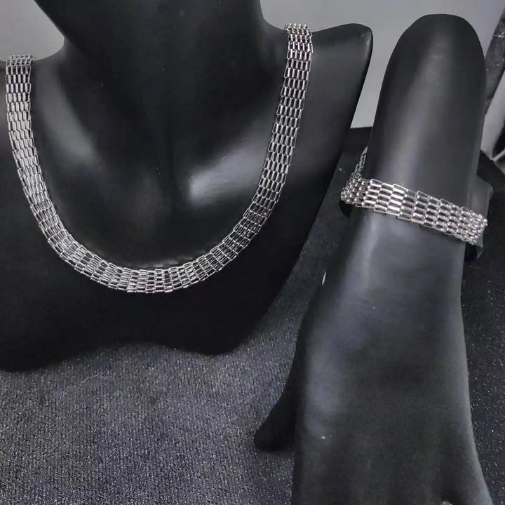 6mm8mm10mm Stainless Steel Mesh Necklaces Bracelets Set Jewelry For Men Women Hiphop Statement  USENSET