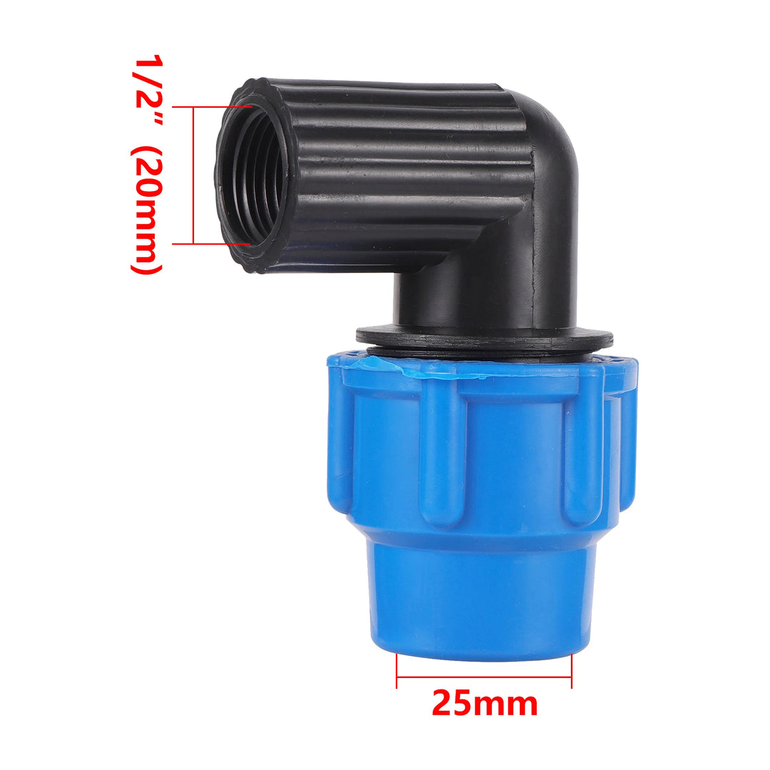 1/2" 3/4" to 20/25/32mm Elbow Reducer Garden Agriculture Irrigation PE Pipe Fitting Thread Elbow Reducer