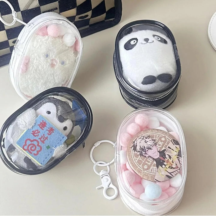 Multi Functional Storage Bag Transparent Data Cable Charger Storage Box Portable Zipper Dustproof Storage Box Small Doll Storage