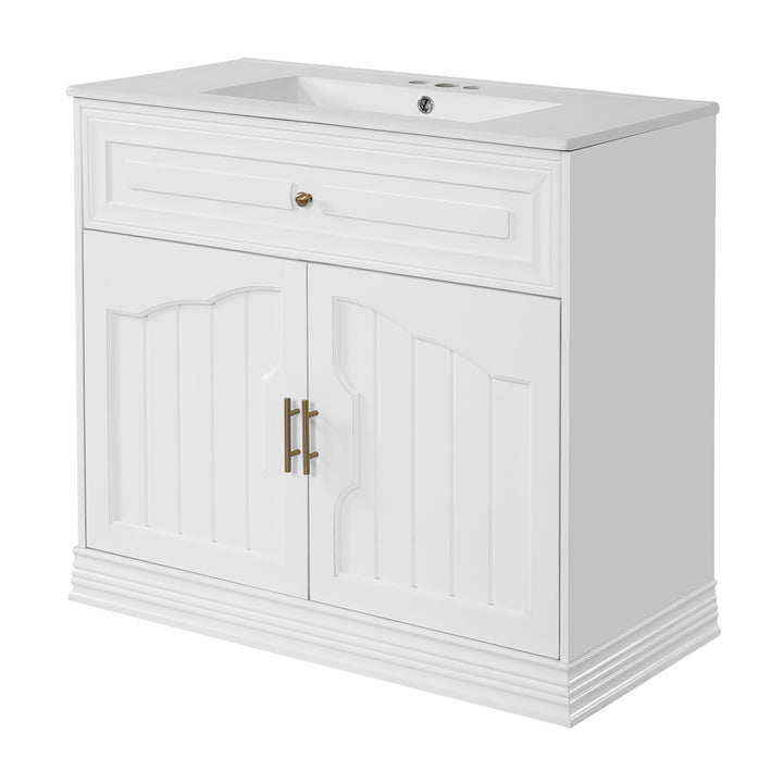 36' Luxurious Bathroom Vanity with Ceramic Sink, Bathroom Vanities