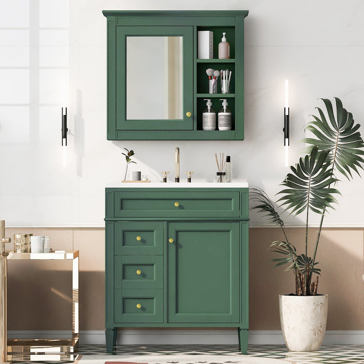 30'' Bathroom Vanity with Top Sink, Modern Bathroom Storage Cabinet