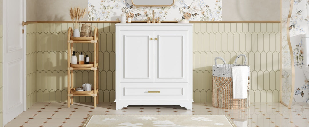 30' Luxurious Bathroom Vanity with Ceramic Sink, Bathroom Vanities