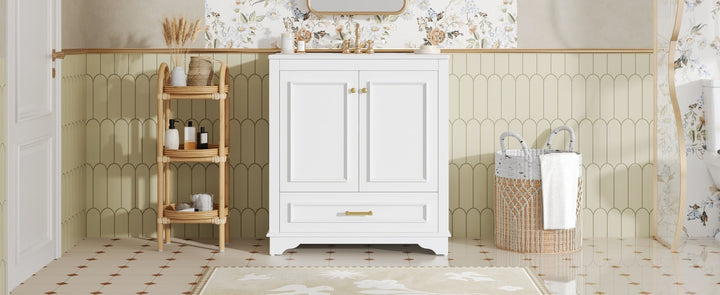 30' Luxurious Bathroom Vanity with Ceramic Sink, Bathroom Vanities