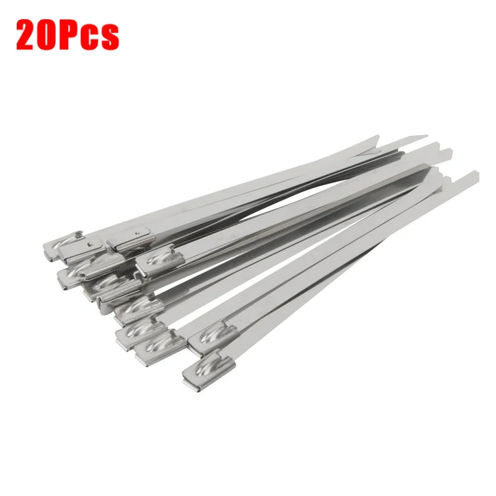 20/40Pcs Stainless Steel Cable Ties Reusable Self-sealing Fastening Ring Cable Tie Multi-Purpose Metal Hardware Cable Organizer