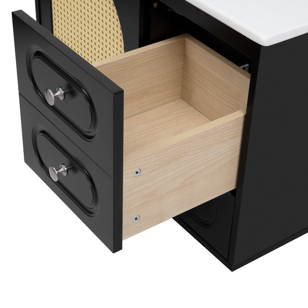 30' Bathroom Vanity with Ceramic Sink, Mid-Century Bathroom Vanity