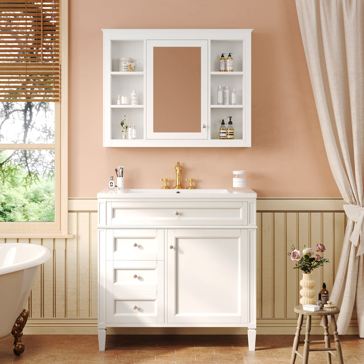 36'' Bathroom Vanity with  Medicine Cabinet, Modern Bathroom Storage