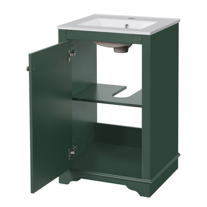 20-inch Bathroom Vanity with Ceramic Sink, Freestanding Single Vanity
