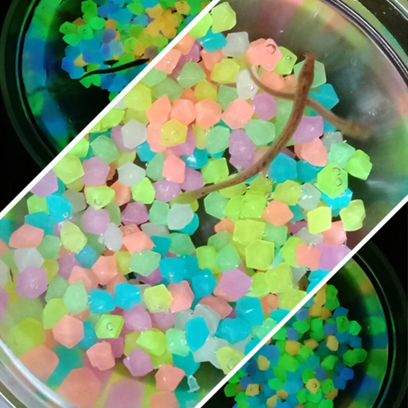 100 Pcs/Bag Luminous Stones Home Garden Aquarium Landscaping Glow in the Dark Pebbles Artificial Fluorescent Plastic Gravel