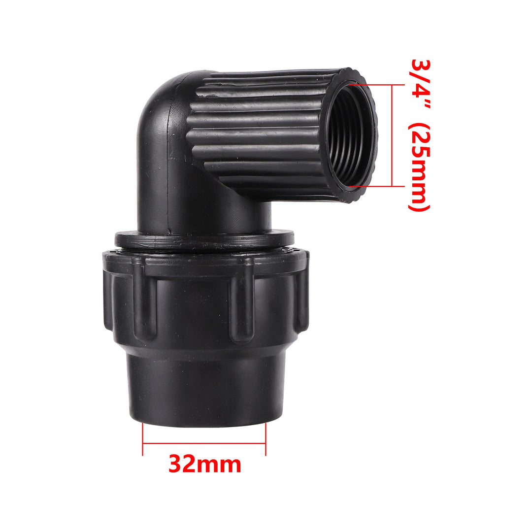 1/2" 3/4" to 20/25/32mm Elbow Reducer Garden Agriculture Irrigation PE Pipe Fitting Thread Elbow Reducer