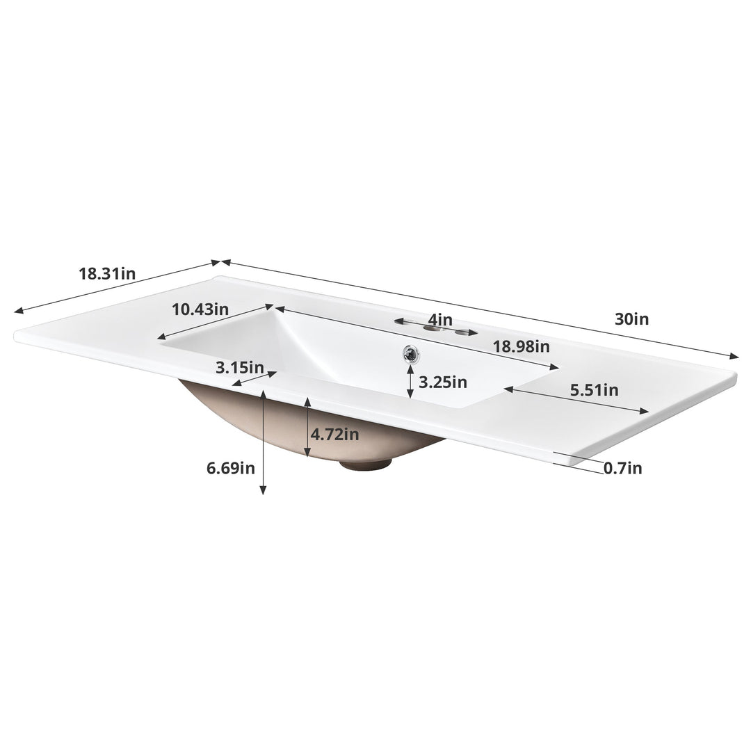 30' Bathroom Vanity with Sink, Freestanding Bathroom Storage Vanity