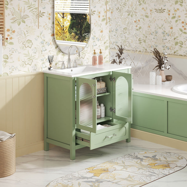 36' Bathroom Cabinet with Waffle Texture Doors, Bathroom Vanity with
