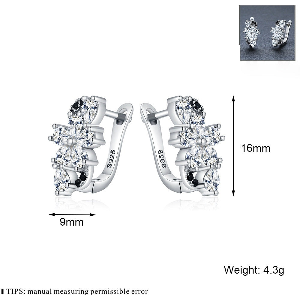 Sweet Cool Style Flower Zircon Ear Studs Female Christmas Creative