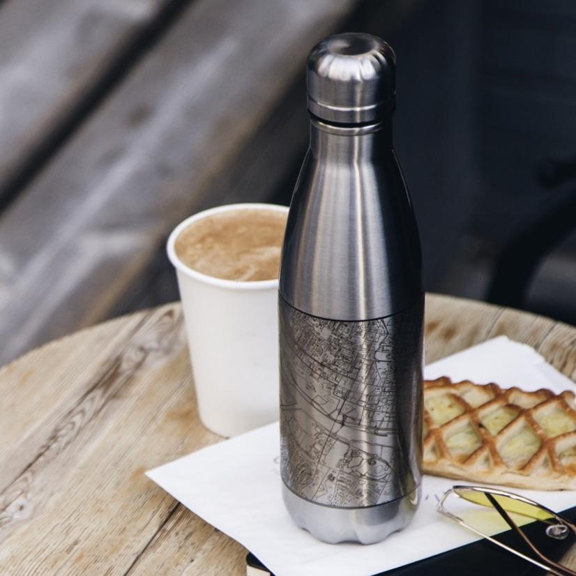 Colorado Springs - Colorado Map Insulated Bottle in Matte Black