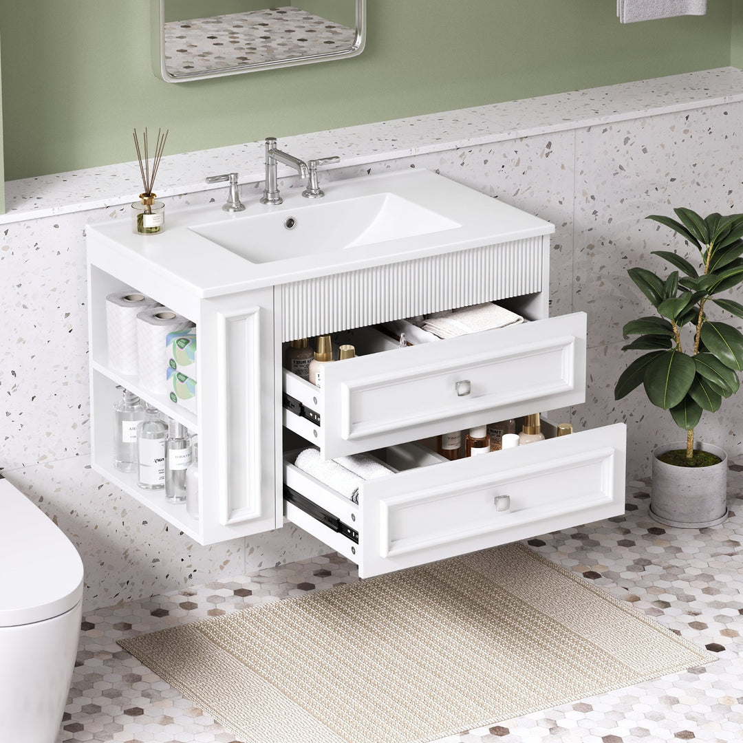 30'' Wall Mounted Bathroom Vanity, Floating Bathroom Storage Cabinet