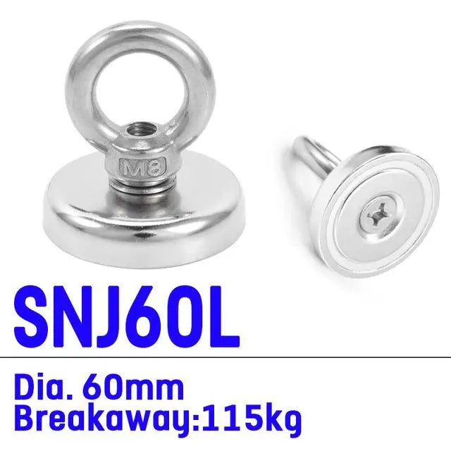 27 Strong Magnet Pot Fishing Magnet Deep Sea Salvage Magnetic Hook Permanent Neodymium NdFeB Magnetic Fishing Tool with Rope