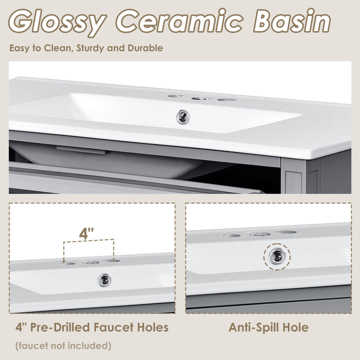 36'' Bathroom Vanity with Top Sink, Modern Bathroom Storage Cabinet