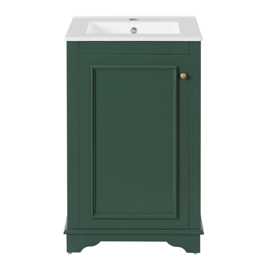 20-inch Bathroom Vanity with Ceramic Sink, Freestanding Single Vanity