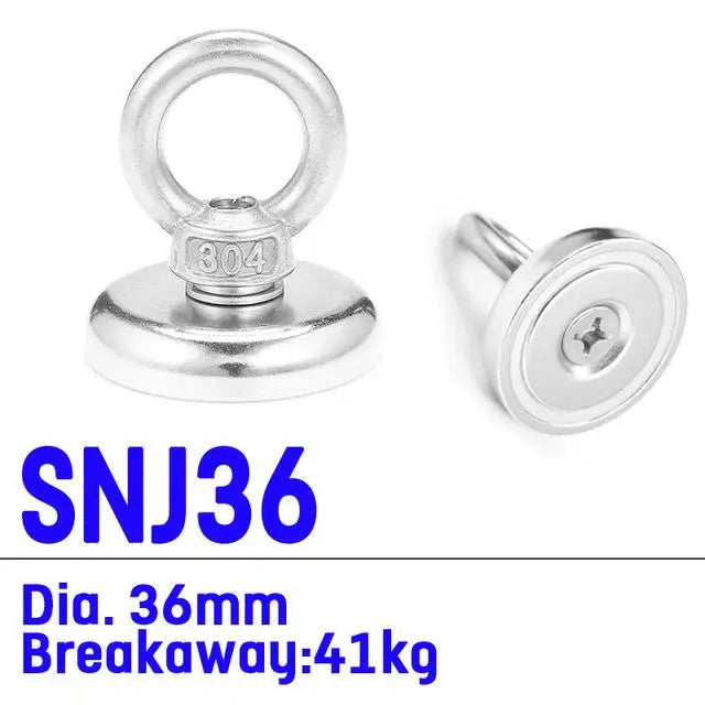 27 Strong Magnet Pot Fishing Magnet Deep Sea Salvage Magnetic Hook Permanent Neodymium NdFeB Magnetic Fishing Tool with Rope