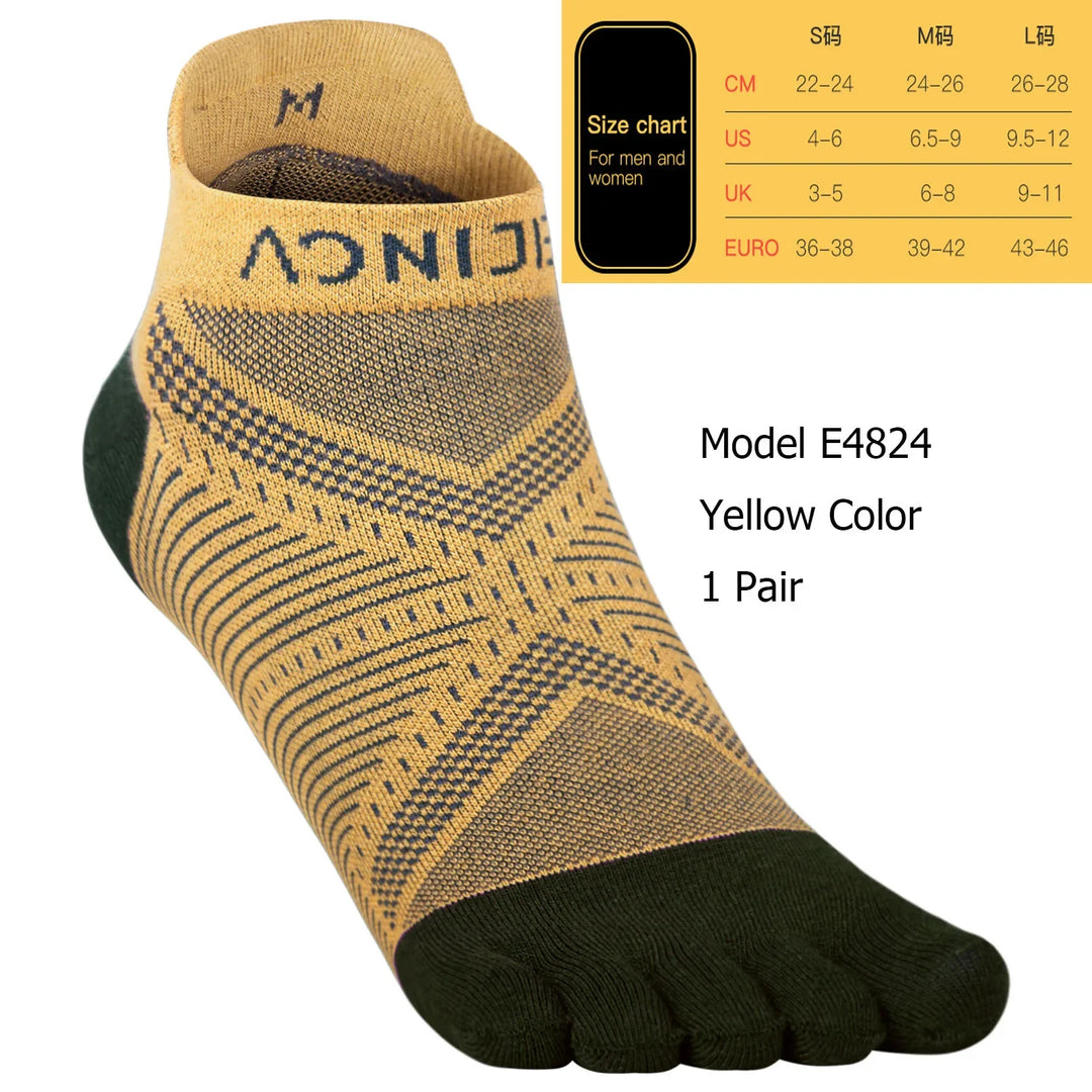 AONIJIE Sports Run Low Cut Athletic Five Toe Socks Quarter Toesocks For Running Marathon Race Trail