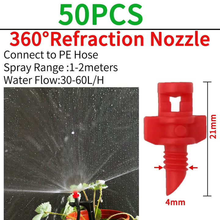 OASIS Greenhouse Watering Sprinkler Dripper Drip Irrigation Garden Adjustable Mist Emitters Stake Micro Spray Rotating Nozzle