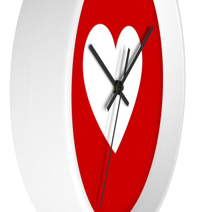 Wall Clock, Red And White Heart Print
