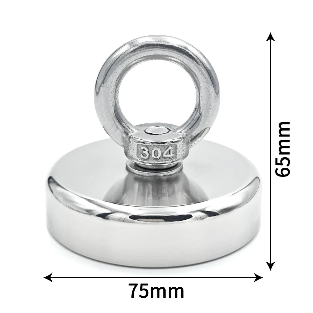 Super Strong Neodymium Fishing Magnet Hooks N52 Heavy Duty Magnet with Countersunk Hole Eyebolt 16-90mm Salvage Searcher Magnets