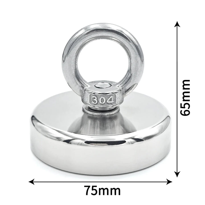 Super Strong Neodymium Fishing Magnet Hooks N52 Heavy Duty Magnet with Countersunk Hole Eyebolt 16-90mm Salvage Searcher Magnets