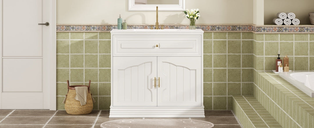 36' Luxurious Bathroom Vanity with Ceramic Sink, Bathroom Vanities