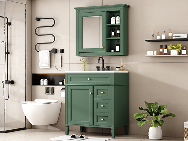 30'' Bathroom Vanity with Top Sink, Modern Bathroom Storage Cabinet