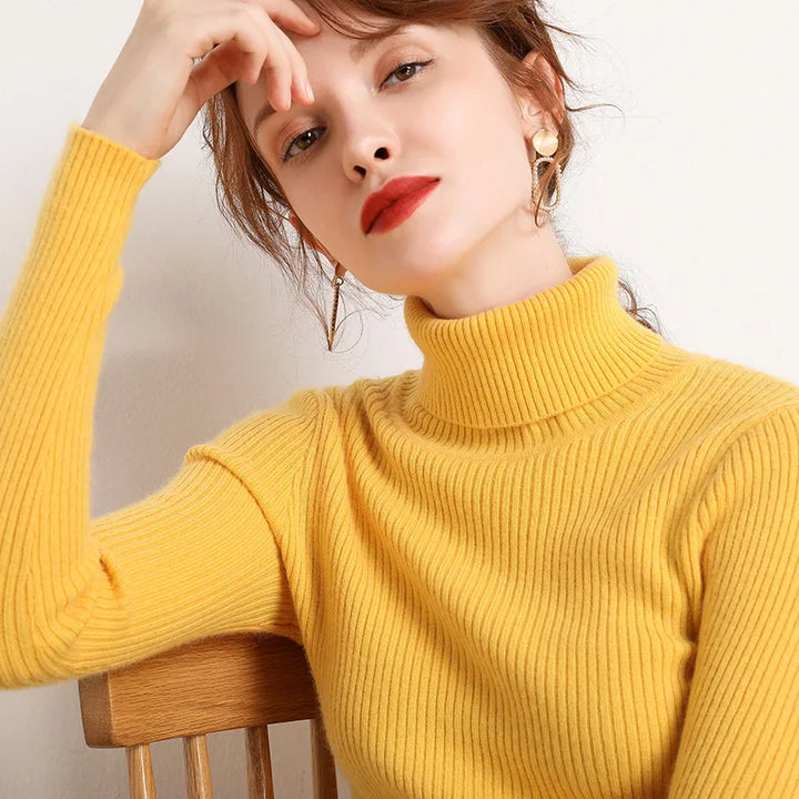 2025 Women Turtleneck Sweater Knitted Soft Pullovers Cashmere Jumpers Basic Solid Soft Sweaters Women Autumn Winter Casual Top