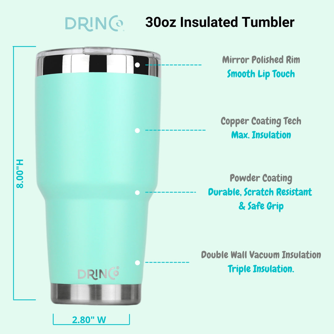 DRINCO® 30oz Insulated Tumbler Spill Proof Lid w/2 Straws (Teal)