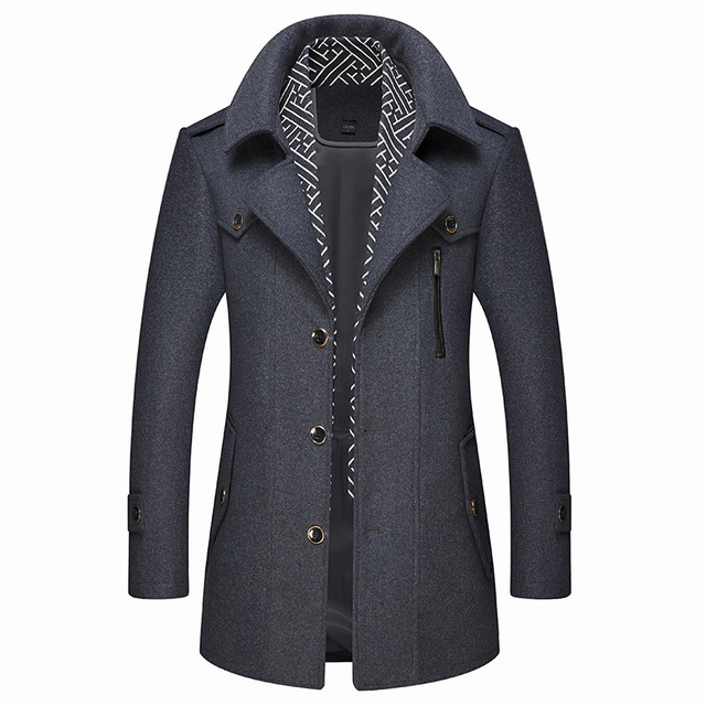 Winter Scarf Detachable Scarf Jackets Men's Wool Coats