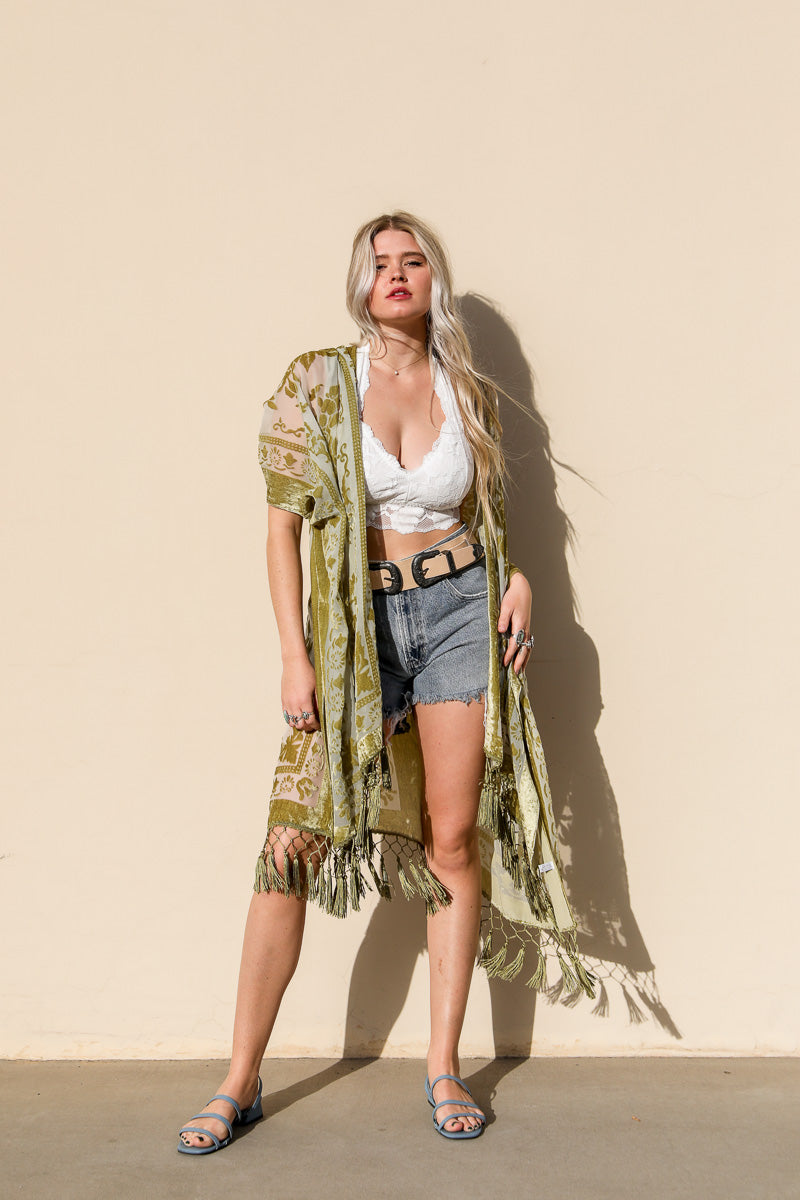 Velvet Mesh Tapestry Kimono