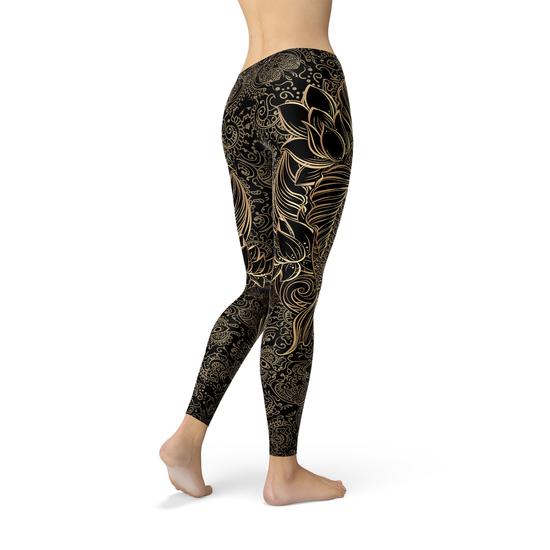 Womens Koi Fish Black Leggings