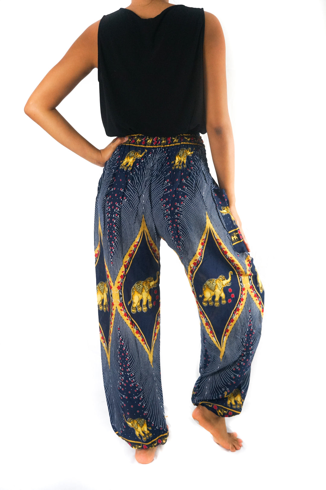 Blue ELEPHANT Pants Women Boho Pants Hippie Pants Yoga