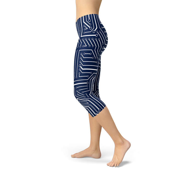 Womens Navy Blue Circuit Capri Leggings