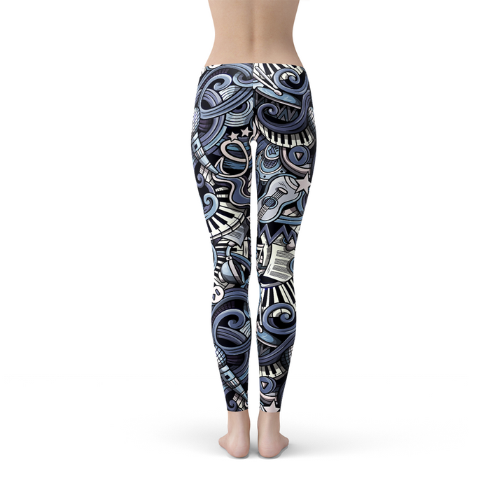 Womens Music Blue Leggings