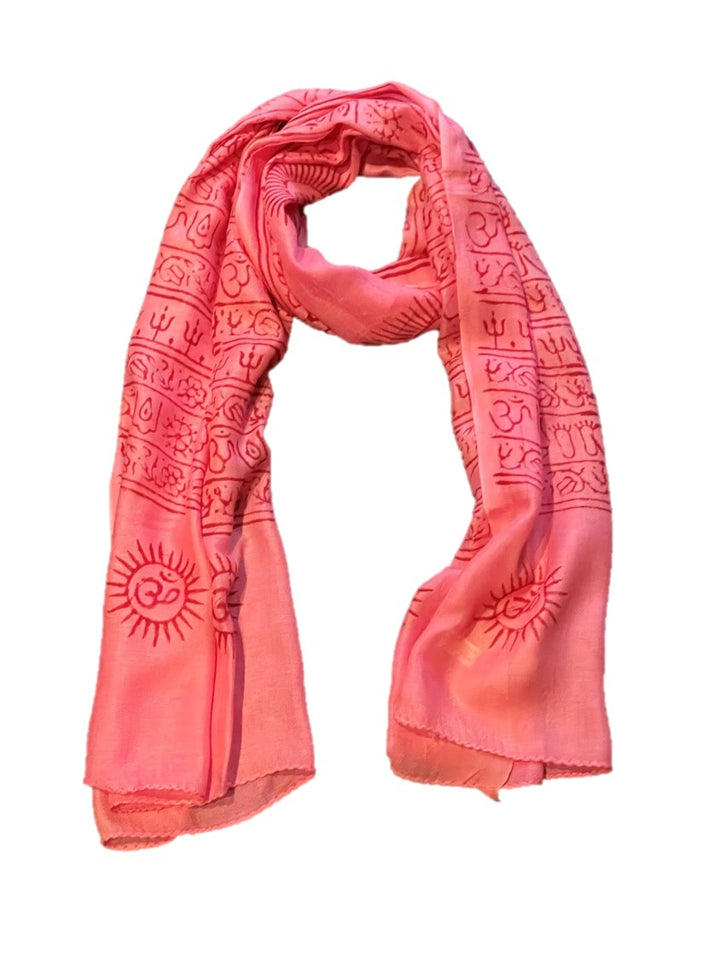 OM Hand Block Bhakti Yoga Prayer Sanskrit Hindu Mantra Shawl