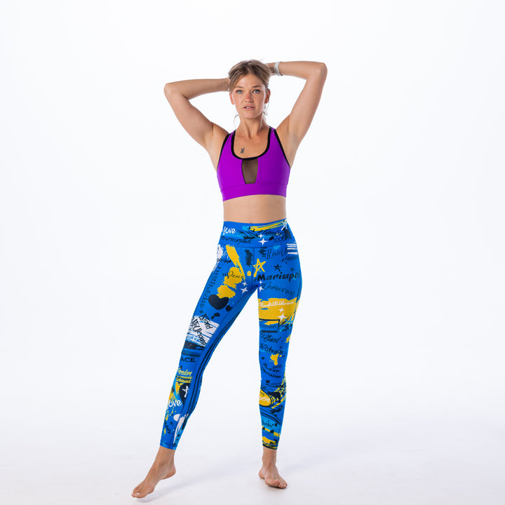 Graffiti Leggings Color Blue - Ukraine Limited Edition