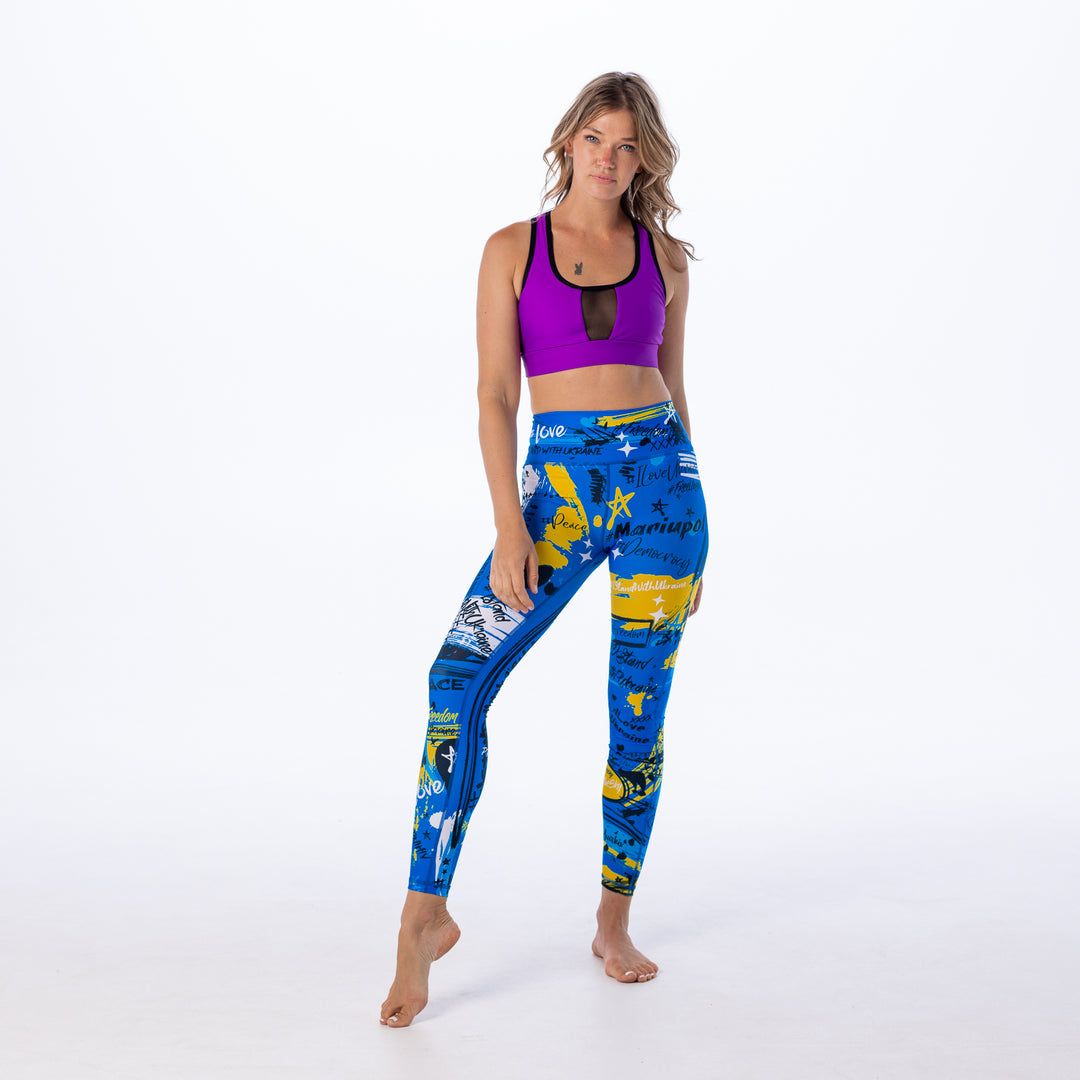 Graffiti Leggings Color Blue - Ukraine Limited Edition