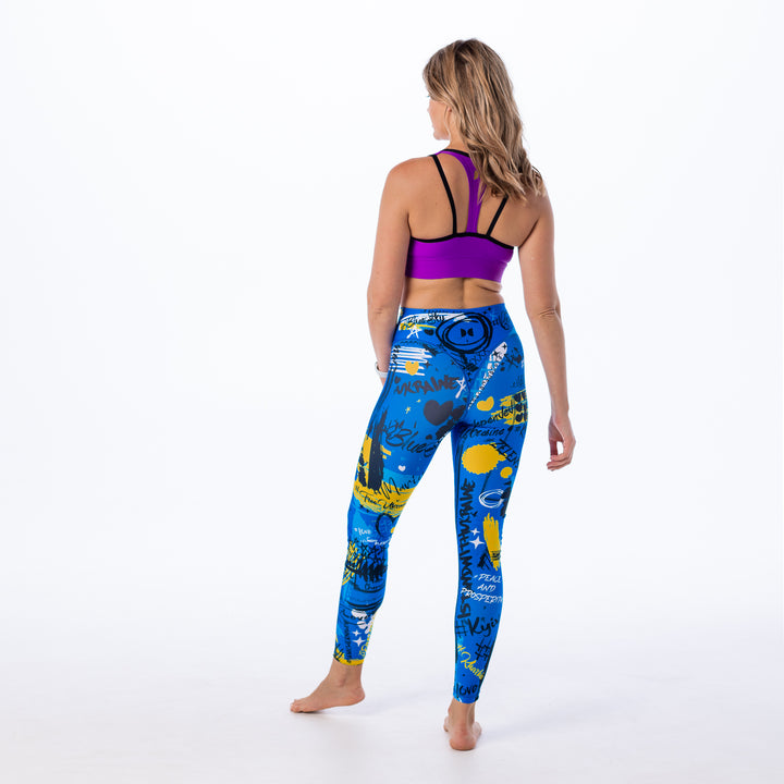 Graffiti Leggings Color Blue - Ukraine Limited Edition