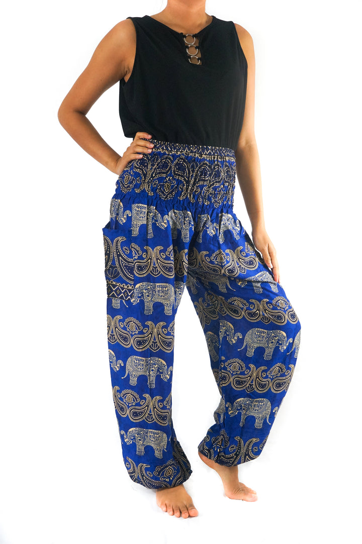 NEW Blue Elephant Paisley Harem Pants