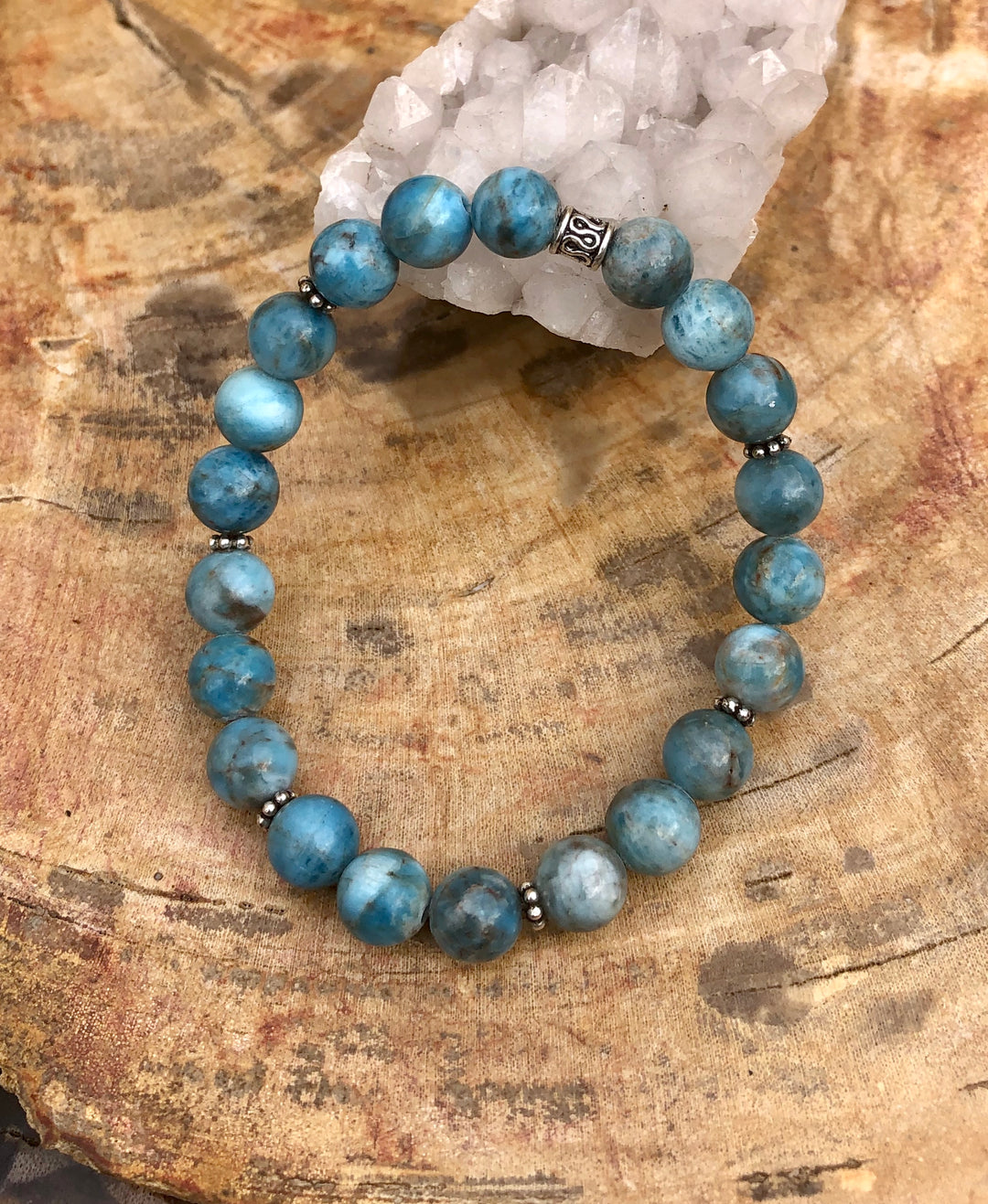 Blue Apatite Stretch Bracelet! Natural Gemstone Bracelet!