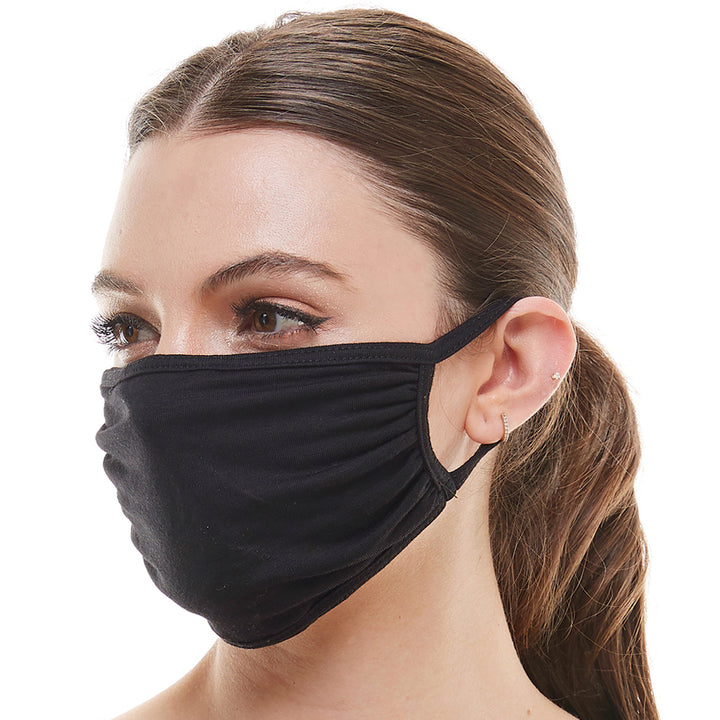 Solid black washable reusable fabric face mask