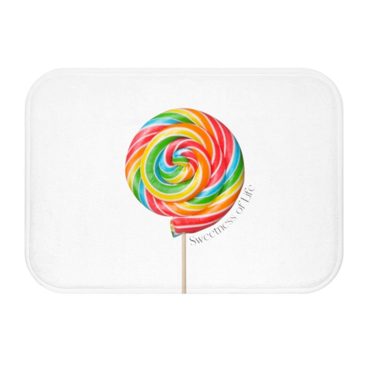 Lollipop Sweetness of Life in White Message Bath Mat