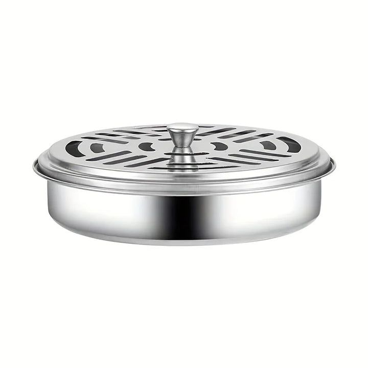 1pc Stainless steel mosquito coil box cover mosquito coil tray large ash tray outdoor portable mosquito coil holder windproof mo