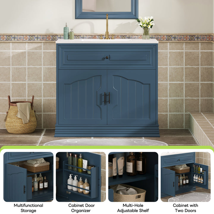 36' Luxurious Bathroom Vanity with Ceramic Sink, Bathroom Vanities