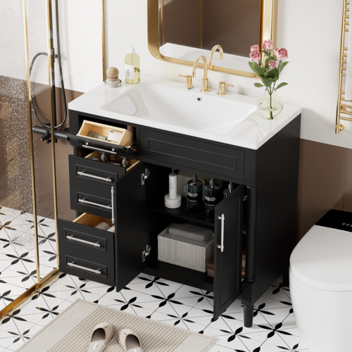 36'' Bathroom Vanity with Top Resin Sink, Freestanding Bathroom