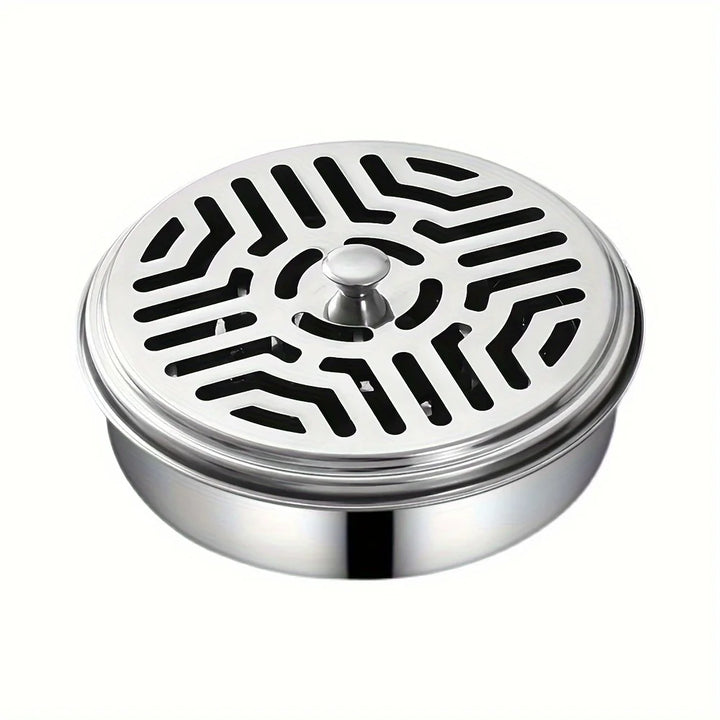 1pc Stainless steel mosquito coil box cover mosquito coil tray large ash tray outdoor portable mosquito coil holder windproof mo